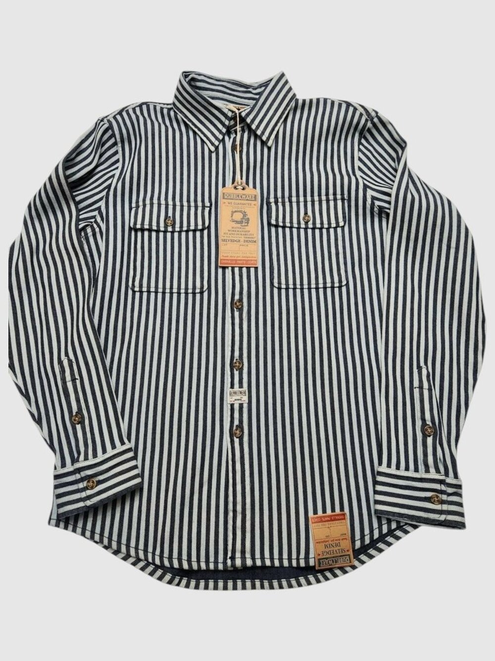Dubbleware Milton Shirt Navy Stripe Medium Workwear NWT